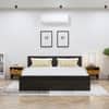 Hexa Engineered Wood Modern Queen Bed With Headboard With Storage In Flower Wenge