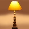 Devansh Yellow Cotton Table Lamp With  Wood Natural Base (10X10X21 Inches)-31