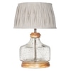 Tuscan Glass and Wood Table Lamp With Natural Linen Shade