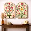 Mughal Floral Wall Art Painting Set of 2 with Gold Frame 16 x 24 Inch