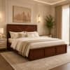 Vanya Solid Wood Compact King Bed Box Storage Provincial Teak Finish Mattress 72 x 72 Inches