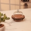 Ireka Homes Vriksha Acacia Wood Cake Stand with Glass Dome