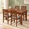 Globally Indian Patrika Solid Sheesham Wood 4 Seater Dining Table Set 4 Chairs Grey