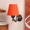 Devansh Metal Electric Wall Light in Antique Gold Colour with Orange Shade Count of 1 Light