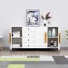 Hexa Red Multipurpose Storage Cabinet With 4 Drawer 3 Door in Frosty White Colour