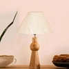 Devansh Off White Cotton Table Lamp With  Wood Natural Base (10X18 Inches)-27
