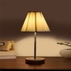 Devansh Off-White Cotton Vintage  Lamp With Natural  Wood Base  & Steel Pipe  (12X8X19.25)