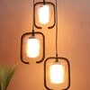 Eliante Hanging Lights, Champaign Glass Shade, Mild Steel And Wood, 3 Bulbs