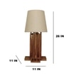 Palisade Brown Wooden Table Lamp with White Fabric Lampshade