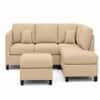 Nova 3 Seater L Shaped Sectional Sofa Right Chaise and Ottoman Beige