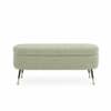 Doe Buck Luxury Boucle Storage Bench in Sage Colour with Gold Tipped Legs