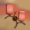 Devansh Metal Electric Wall Light in Gold Colour with Pink Shade Count of 2 Lights