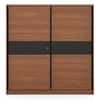 Avalon Engineered Wood 2 Sliding Door Wardrobe in Wheat Brown Walnut Finish