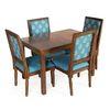 Globally Indian Sheesham Wood 4 Seater Dining Table Set With 4 Solid Wood Upholstered Chairs –  In Blue Color