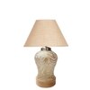 Devansh Conical  Beige Jute Shade  Lamp With  Wood & Mosaicglass Base For Decoration /Office/Home/Gifting/Study For Decoration /Office/Home/Gifting/Study -(10X10X14.5) Inches -