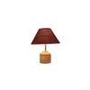 Joyce Maroon Natural Fiber Shade Table Lamp with Natural Wooden Base