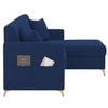 Convil Velvet L Shape 4 Seater Sofa in Navy Blue Color