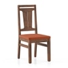 Saar Teak Wood Compact Dining Table 6 Seater with 6 Tessa Dining Chairs (Finish: Espresso Teak, Colour: Burnt Orange)