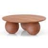 Takai Round Solid Wood Coffee Table in Red Cedar Finish