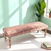 Cairo Soild Wood Bench In Velvet Brown Fabric