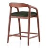 Zen Solid Wood Bar Stool (Honey Finish, Olive Leatherette Colour)