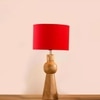 Devansh Red Cotton Table Lamp With Wood Natural Base (7X18.25 Inches)-4