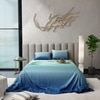 Stoa Paris Satin Bedsheets for Super King Size Bed with 2 Pillow Covers heets for Blue Green
