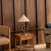 Knot Handicrafted Table Lamp in Brushed shiny crome finish and White Colour