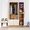 Hexa Red Wooden 3 Door Wardrobe with 2 Drawers Hanging Space in Giant Wood and Frosty White Color