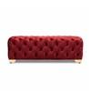 Doe Buck Velvet Tufted Bench in Red Colour with Gold Base