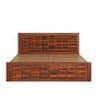 Shashi Solid Wood Queen Size Bed With Box & Front Drawer Storage Bed In Honey Oak Finish