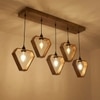 Hexad 5 Series Brown Solid Wood Cluster Hanging Light