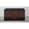 Footsie - Engineered Wood Horizontal Shoe Rack with Cushion Seat, (2 Door, 15 Pair, Dark Walnut)