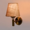 Devansh Metal Electric Wall Light in Gold Colour with Beige Shade Count of 1 Light