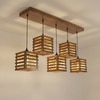 Lyon 5 Series Brown Solid Wood Cluster Hanging Light