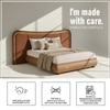 Elowen Softline King Size Bed in velvet With Oak wood Frame & Hydraulic Storage