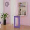 Calypso Kids Wall Mounted Folding Study Desk and Built In Bookshelf in Light Wood Lavender Purple Colour