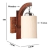 Devansh Solid Wood Electric Wall Light in Brown Colour with off-white Shade Count of 1 Light