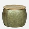 Imperial Artisan Metal Coffee Table with 4 Stools in Gold Finish Set of 5