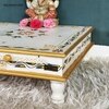 D'Dass White Mdf and Sheesham Wooden Pooja Chowki With Drawer