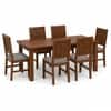Globally Indian Amelie Solid Sheesham Wood 6 Seater Dining Table Set 6 Chairs Grey