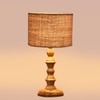 Devansh Beige Jute Table Lamp With  Wood Natural Base (7X7X15.5 Inches)-9