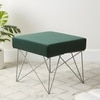Asansol Sheesham Wood Accent Square Stool     in Green Cotton Velvet Upholstery