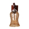 Devansh Solid Wood Electric Wall Light in Brown Colour with Lavender Shade Count of 1 Light