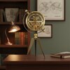 Vintage Aviator Gear Tripod Table Clock Antique Brass Metal Steampunk Decor