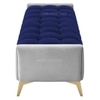 Hoslo Velvet 2 Seater Ottoman Bench in Navy Blue & Grey Color