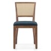 Argiro Solid Wood Dining Chair Set Of 2 In Teak Finish & Night Blue Velvet Fabric Colour