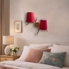 Devansh Metal Electric Wall Light in Gold Colour with Red Shade Count of 2 Lights