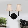 Devansh Dual Black Wallmounted Lamp With Beige Jute  Shade