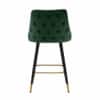 Doe Buck Upholstered Counter Height Bar Stool in Green Colour with Gold Accents